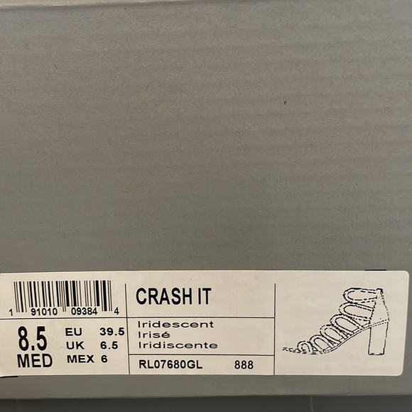 NIB Kenneth Cole Reaction Crash It Iridescent Blue Pink Open Glitter Heels 8.5 - Picture 8 of 8